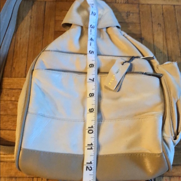 Handbags - Genuine leather cream and tan mini backpack pay